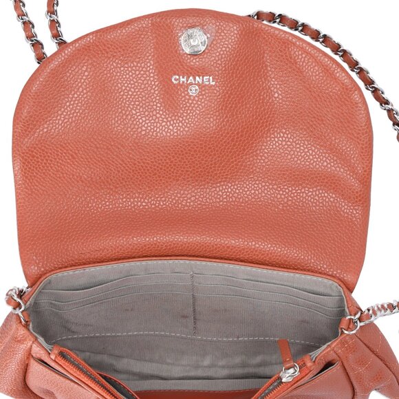 CHANEL Half Moon Flap Crossbody CC Logo Light Brown Caviar Leather - Picture 8 of 8